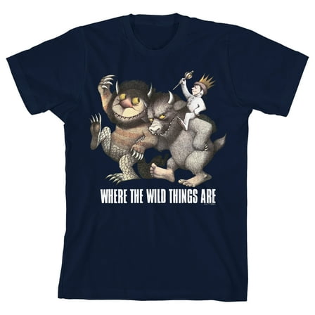 Where The Wild Things Are Monsters & King Max Boy's Navy Crew Neck Short Sleeve T-shirt-Medium