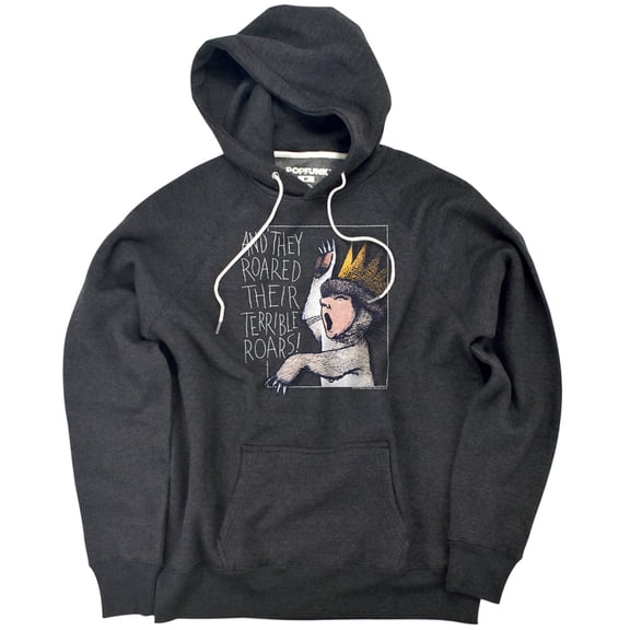 Where The Wild Things Are Roar Unisex Adult Slim Fit Pull-Over Heather Hoodie, Charcoal, Small