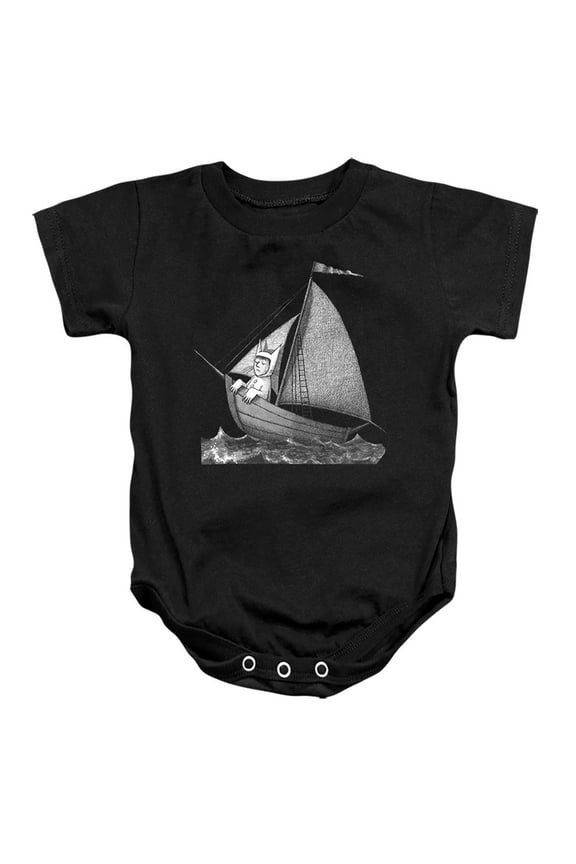 Where The Wild Things Are Sailing On A Boat Unisex Infant Snap Suit for Baby (18 Months) Black