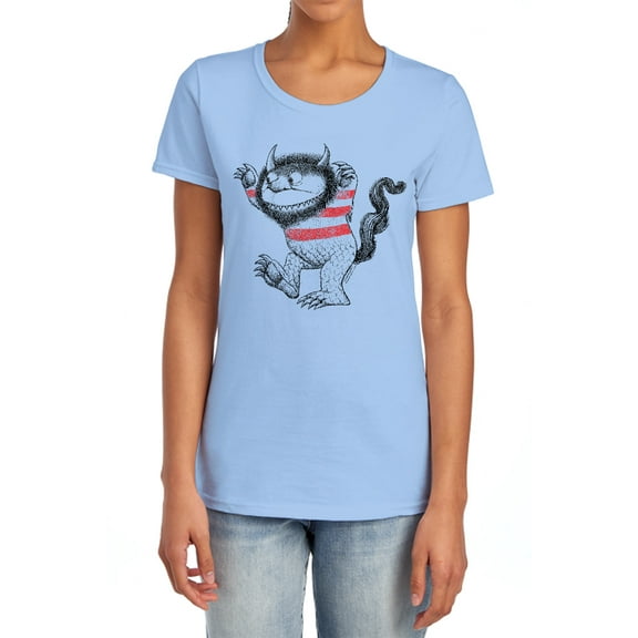 Where The Wild Things are Line Art Women's T Shirt, Light Blue, 2X-Large