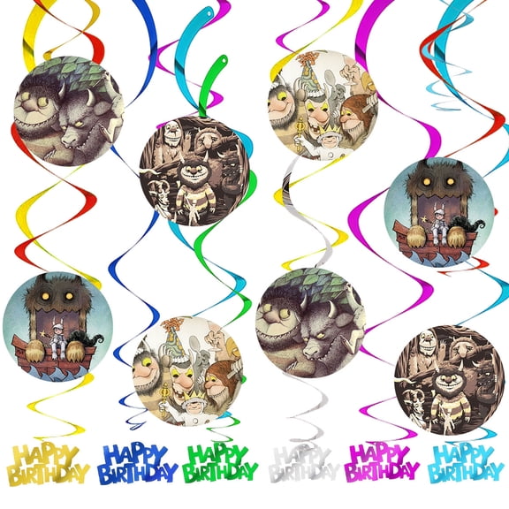 Where The Wild Things are Party Decorations Hanging Swirl Sign Whirls Birthday Streamer Ceiling Decor Supplies 14 pcs