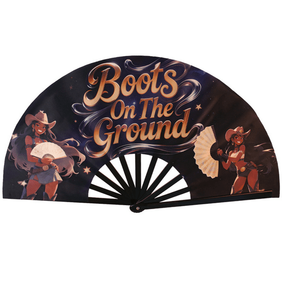 Where Them Fans At Clack Fan, Line Dance Popping Fan, Boots On The Ground, Large Festival Hand Folding Fans, 26In