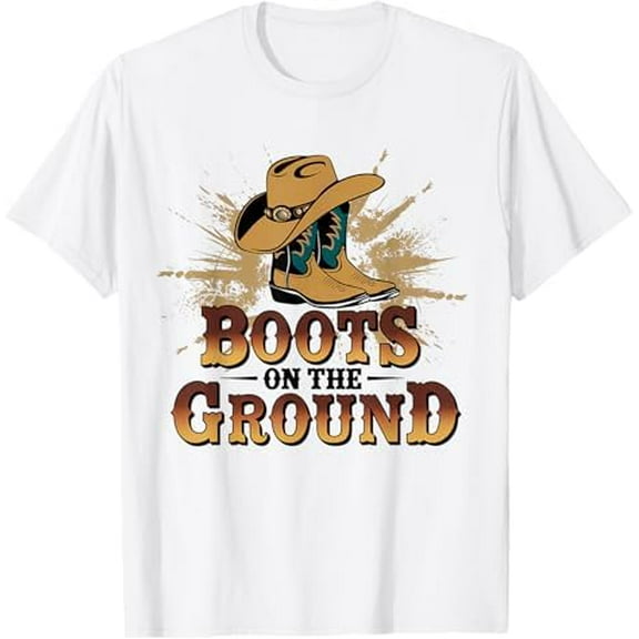 Where Them Fans at Boots On The Ground Western Cowgirl Linedance T-Shirt Pure Cotton Crewneck Tee Shirts for Women Men