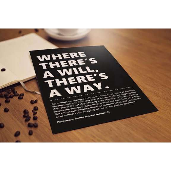 Where There’S A Will There’S A Way Wall Art Print Motivational Quote Inspirational Graduation Gift Office Decor