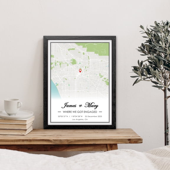 Where We Got Engaged Map, Custom Canvas Print Couple Gift, Personalized Map Print Anniversary Wedding Gift For Her/Him