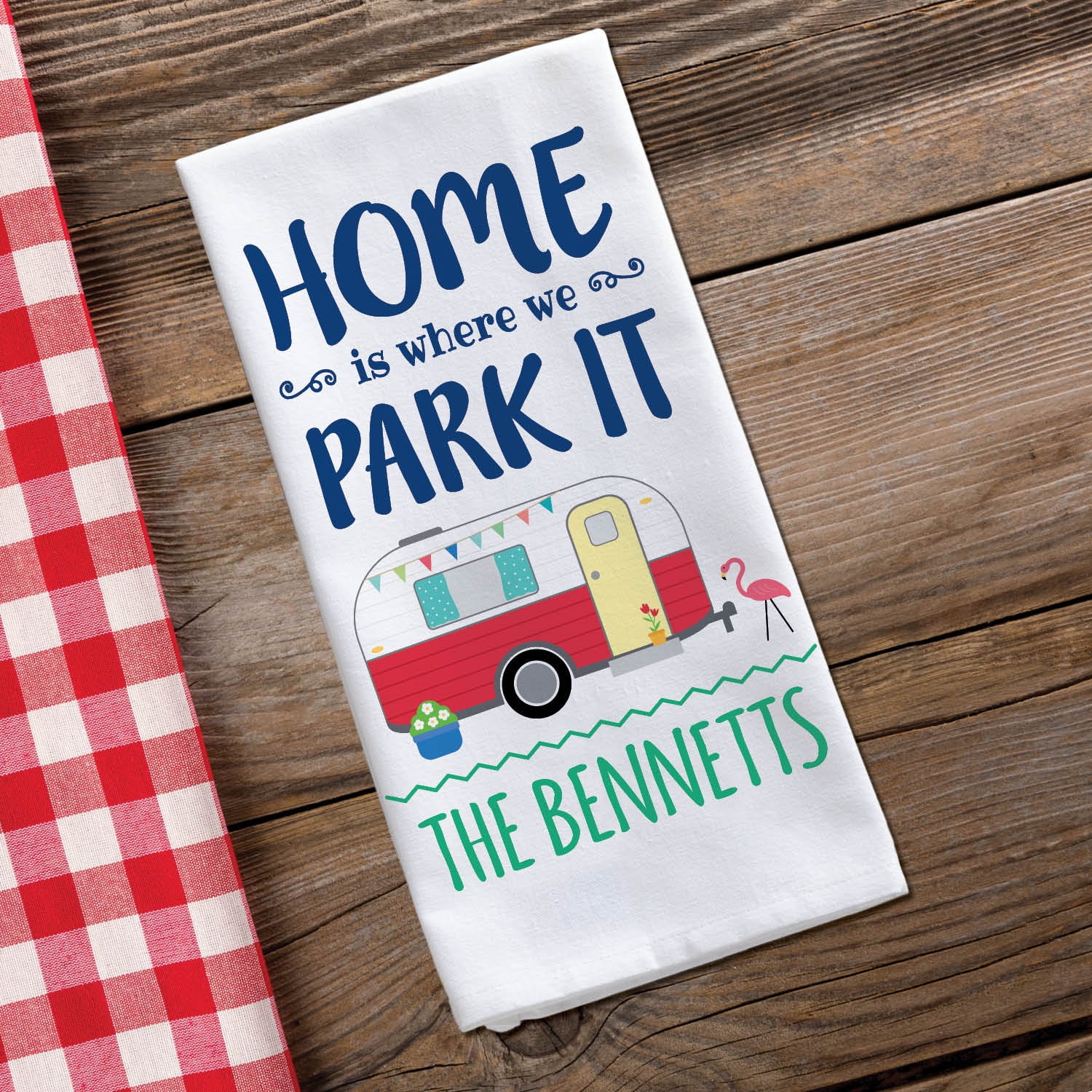 Where We Park It Personalized Kitchen Tea Towel
