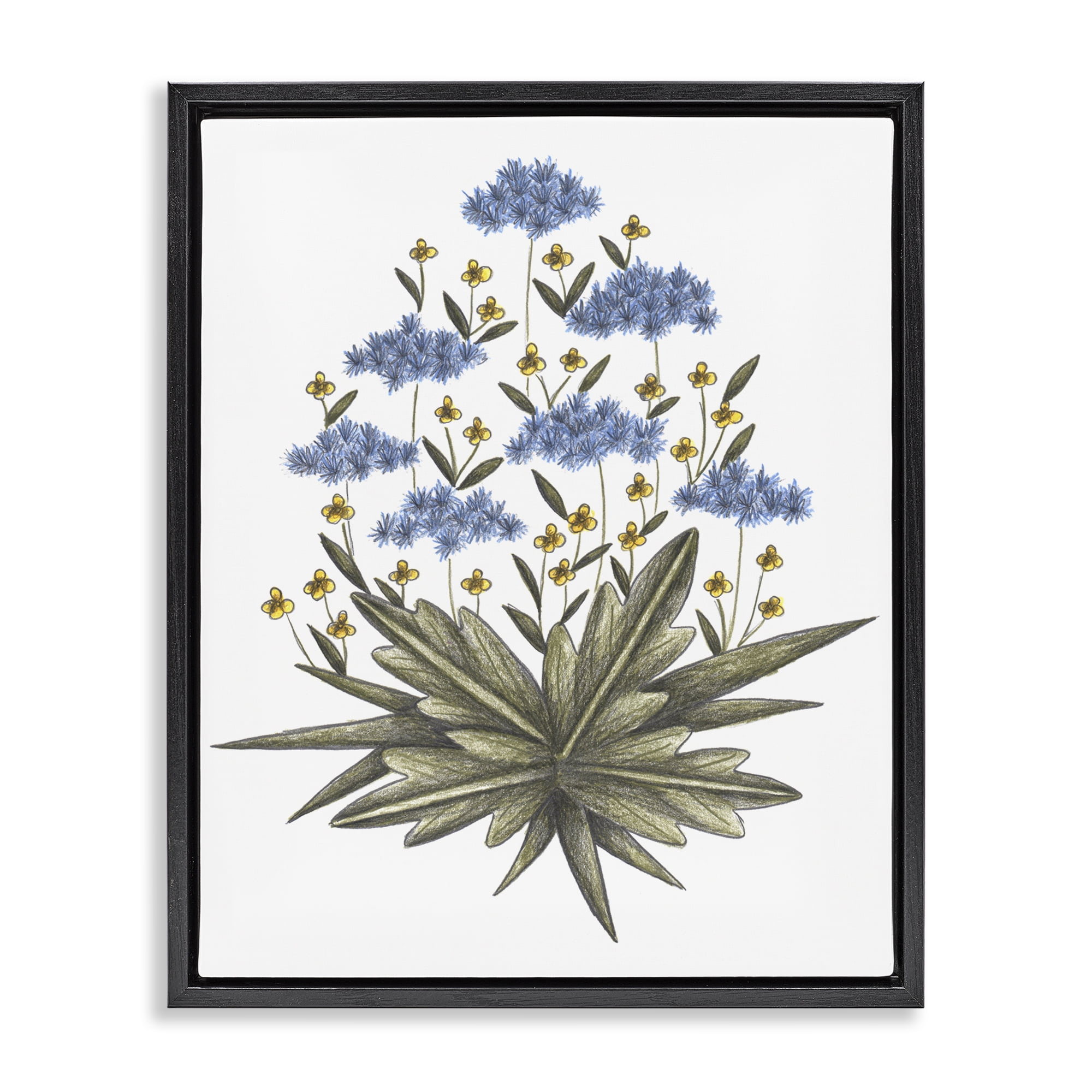 Where Wild Flowers Bloom Black Framed Floater Canvas Wall Art, design by Cecilia Battaini