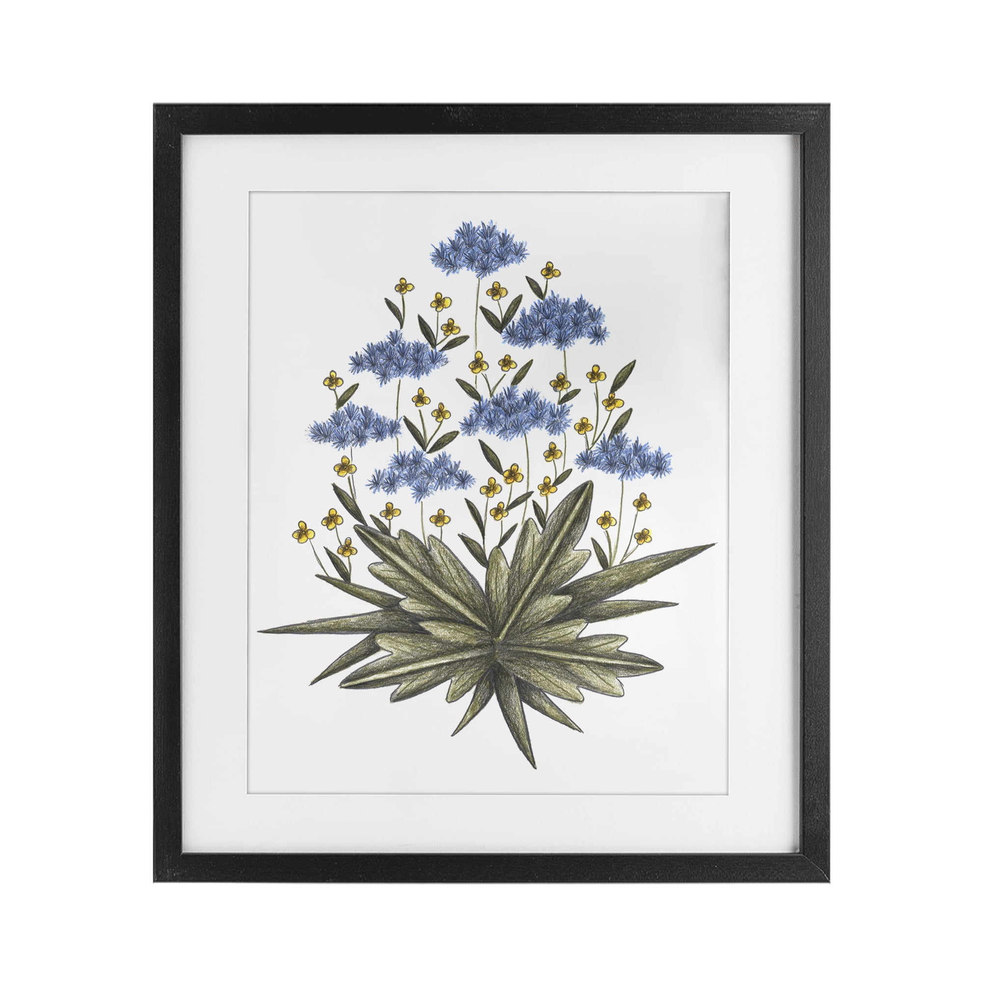 Where Wild Flowers Bloom Black Framed Print Under Glass, design by Cecilia Battaini