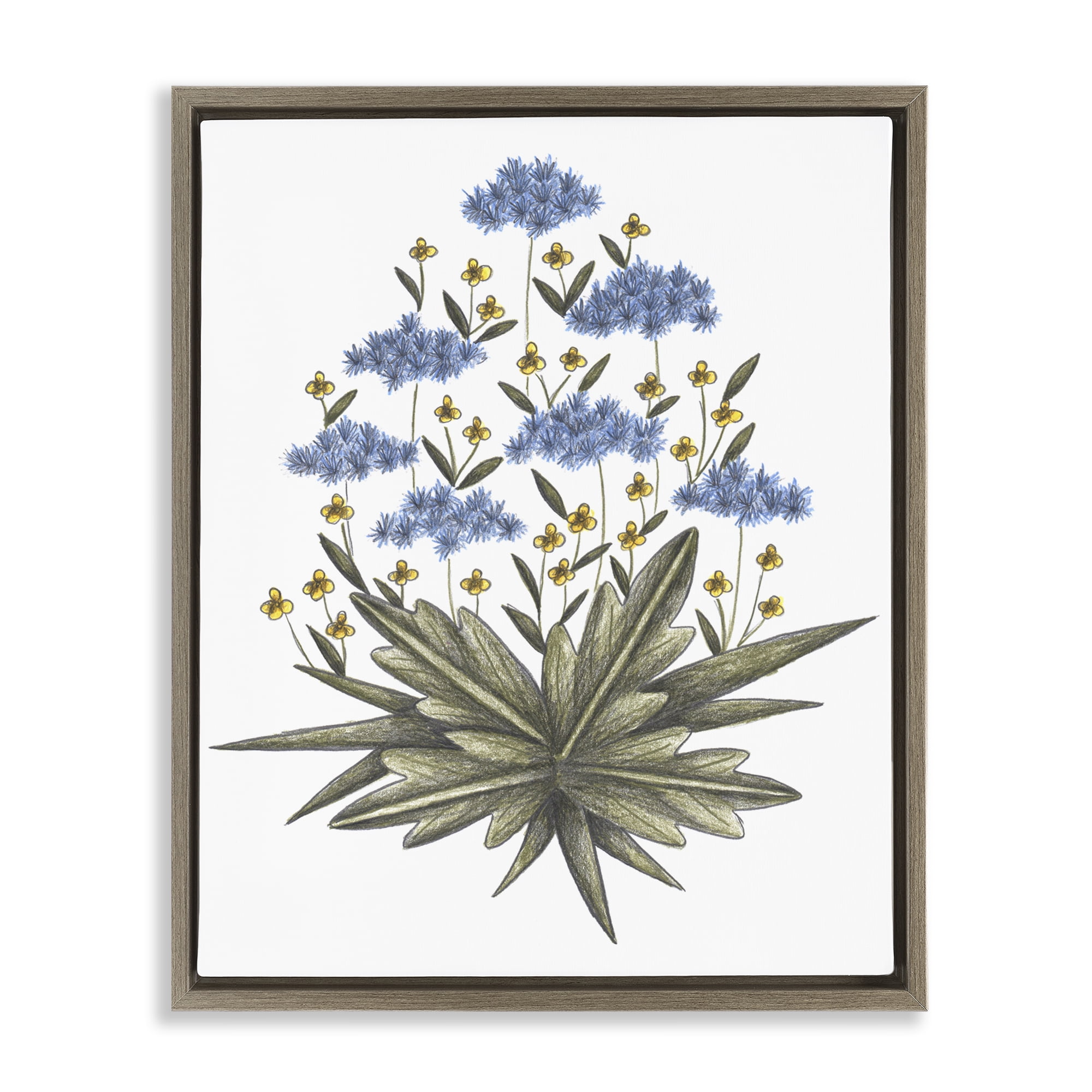 Where Wild Flowers Bloom Brown Framed Floater Canvas Wall Art, design by Cecilia Battaini