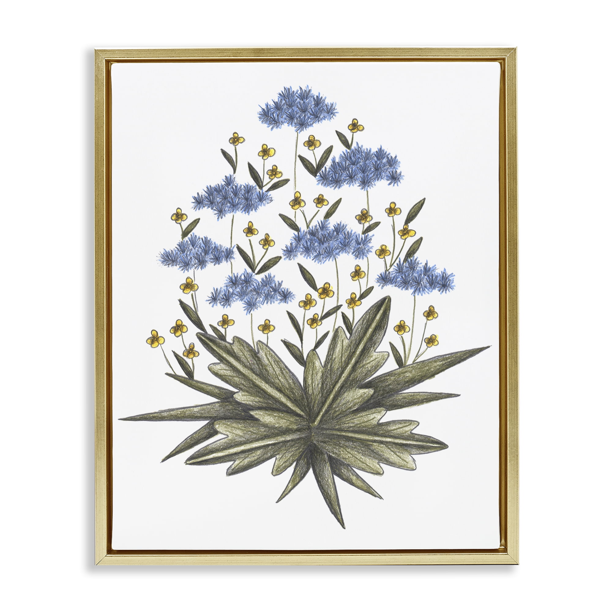Where Wild Flowers Bloom Gold Framed Floater Canvas Wall Art, design by Cecilia Battaini