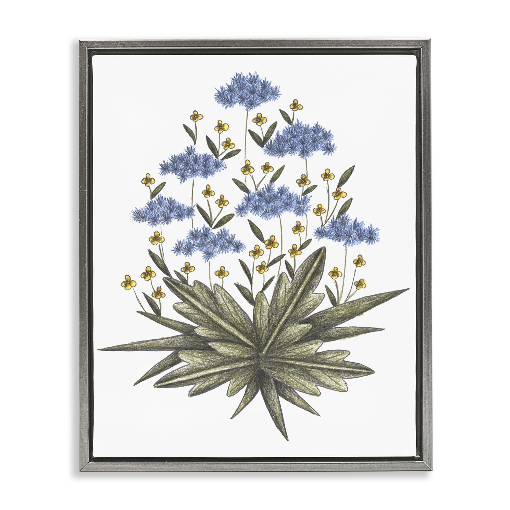 Where Wild Flowers Bloom Gray Framed Floater Canvas Wall Art, design by Cecilia Battaini