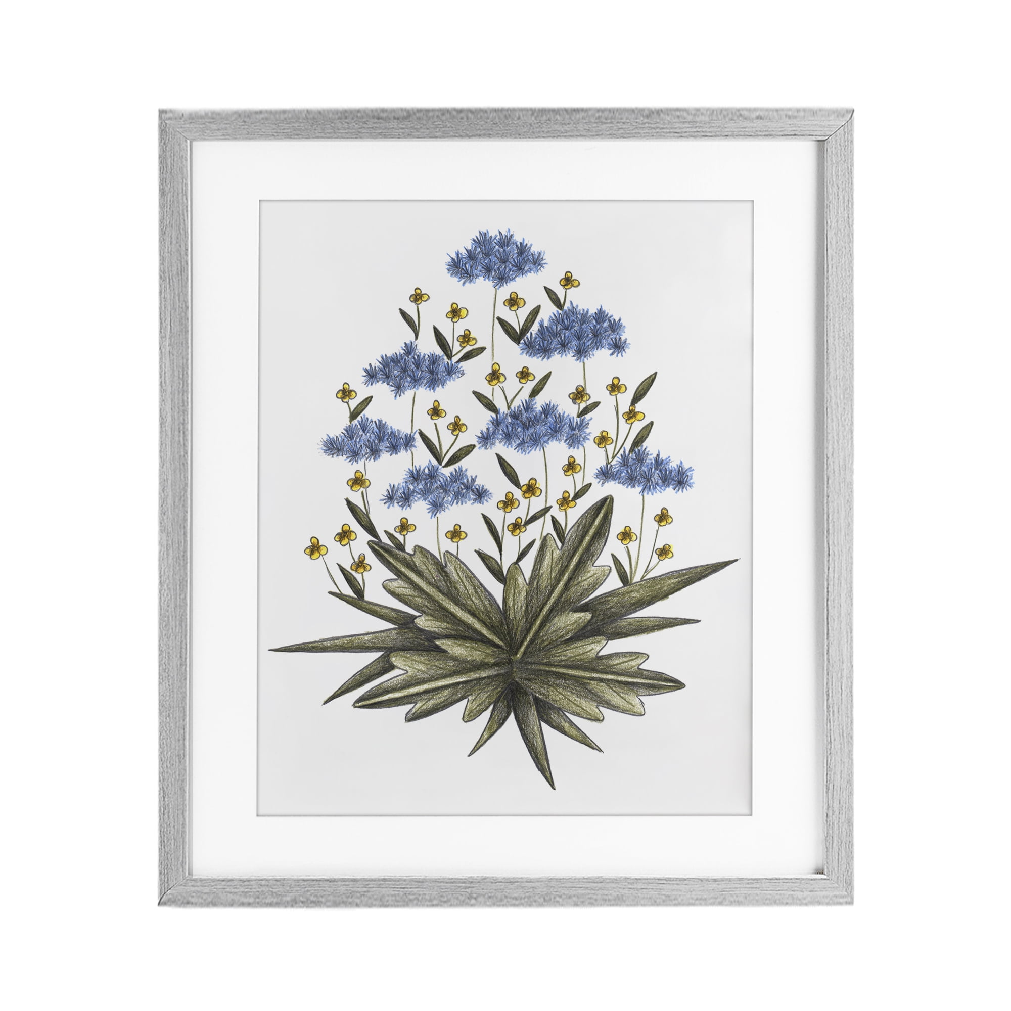 Where Wild Flowers Bloom Gray Framed Print Under Glass, design by Cecilia Battaini