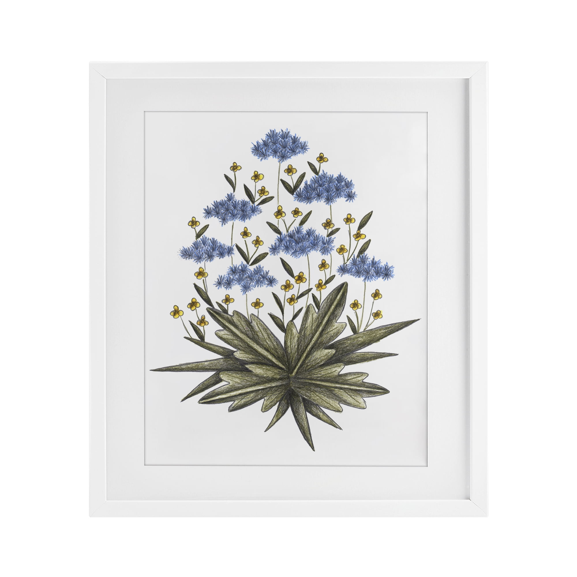 Where Wild Flowers Bloom White Framed Print Under Glass, design by Cecilia Battaini