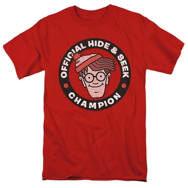Where's Waldo Champion Unisex Adult T-Shirt, Red, 2X-Large