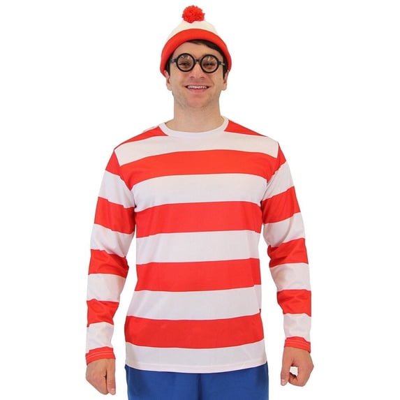 Where's Waldo Deluxe Halloween Fancy-Dress Costumes with Shirt Hat and Glasses
