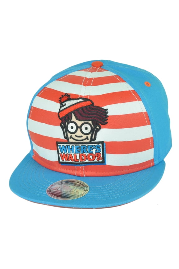 Where's Waldo Wally Book Striped Flat Bill Cartoon Snapback Adjustable Hat Cap