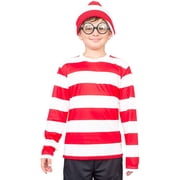 Wheres Waldo Shirt Hat and Glasses Deluxe Halloween Costume Cosplay