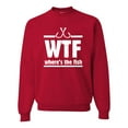 thumbnail image 1 of Where's the Fish WTF Parody | Mens Fishing Crewneck Graphic Sweatshirt, Red, X-Large, 1 of 4