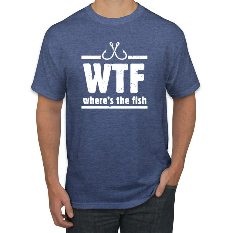 Where's the Fish WTF Parody  Mens Fishing Graphic T-Shirt
