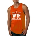 thumbnail image 1 of Where's the Fish WTF Parody | Mens Fishing Graphic Tank Top, Orange, Medium, 1 of 4
