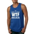 thumbnail image 1 of Where's the Fish WTF Parody | Mens Fishing Graphic Tank Top, Royal, Small, 1 of 4