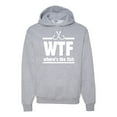 thumbnail image 1 of Where's the Fish WTF Parody | Mens Fishing Hooded Sweatshirt Graphic Hoodie, Heather Grey, X-Large, 1 of 4