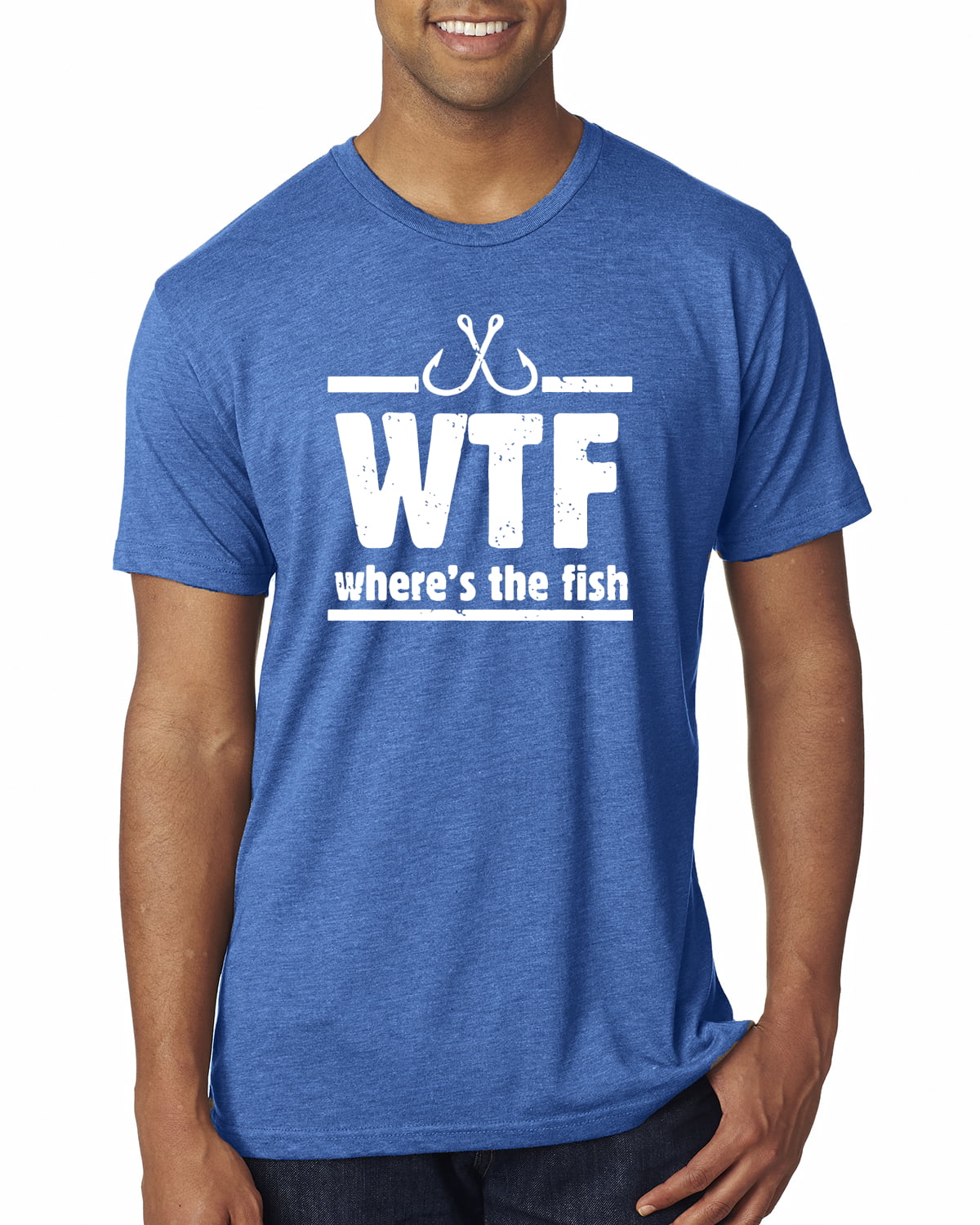 Where's the Fish WTF Parody  Mens Fishing Premium Tri Blend T
