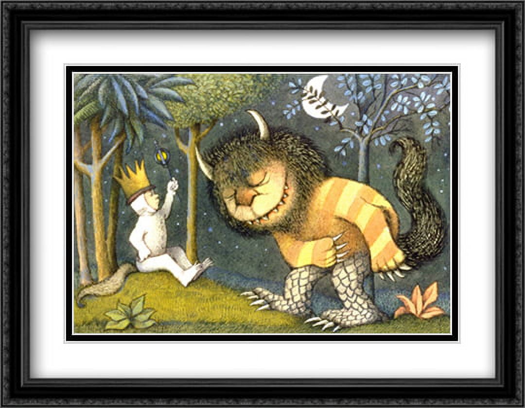 Where the Wild Things Are 2x Matted 28x22 Large Black Ornate