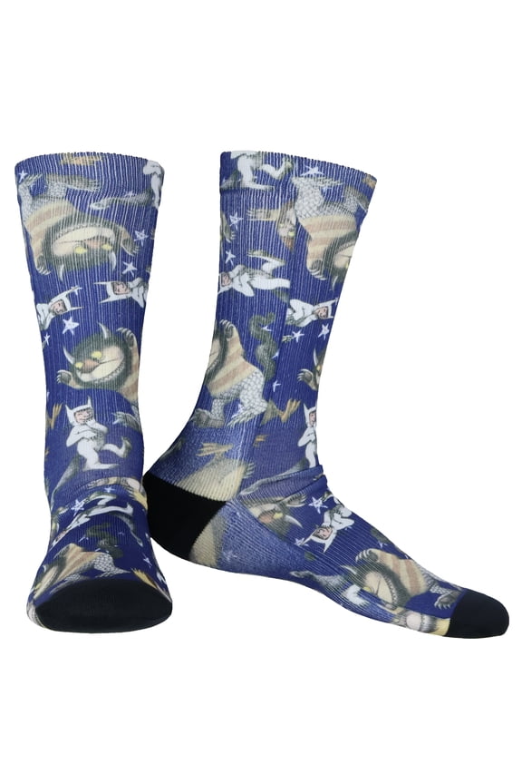 Where the Wild Things Are All-Over Design Men's Sublimated Mid-Calf Crew Socks