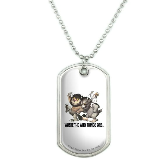 Where the Wild Things Are March Military Dog Tag Pendant Necklace with Chain