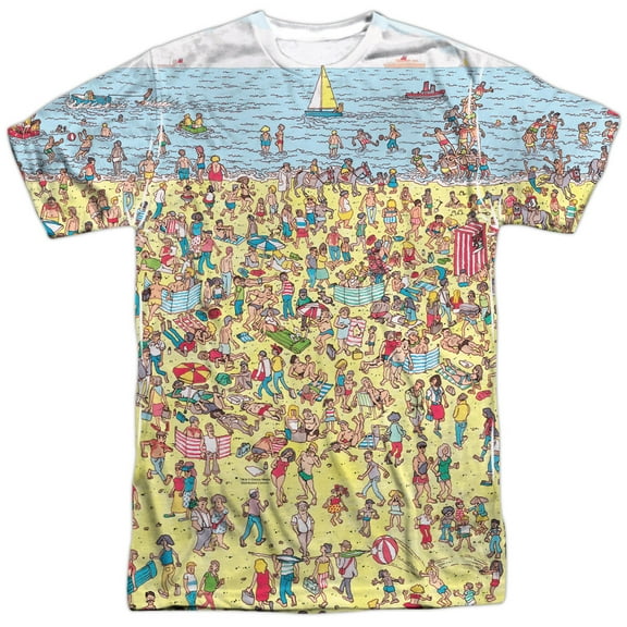 Wheres Waldo - Beach Scene - Short Sleeve Shirt - XXX-Large