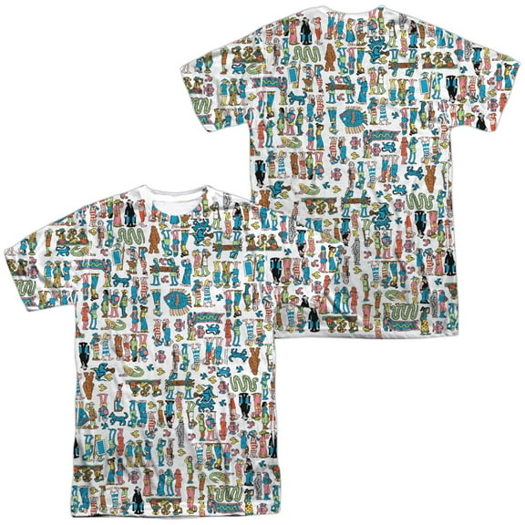 Wheres Waldo Figures Unisex Adult Sublimated Costume T Shirt (Front/Back), Medium Multicolor