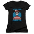 thumbnail image 1 of Wheres Waldo/Looking For Me Junior Women's V-Neck T-Shirt Black, 1 of 1