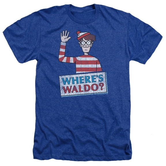 Wheres Waldo - Waldo Wave - Heather Short Sleeve Shirt - Large
