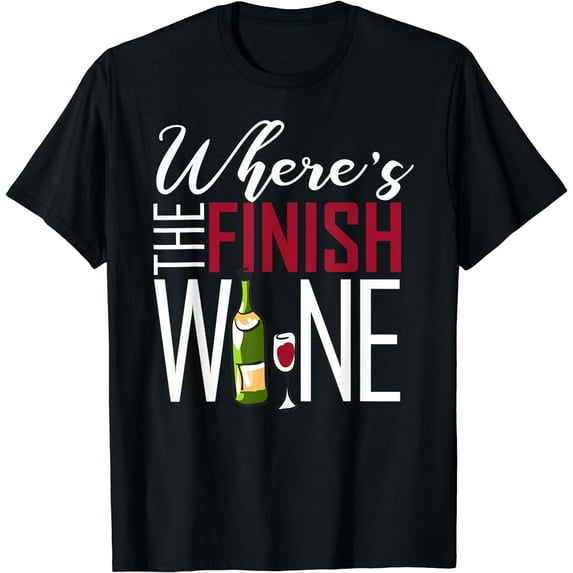 Wheres the Finish Wine cross country track running gift T-Shirt Black 2X-Large
