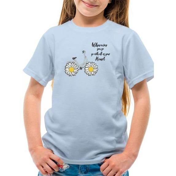 Wherever You Go Daisy Bicycle T-Shirt Juniors -Image by Shutterstock, x-Small