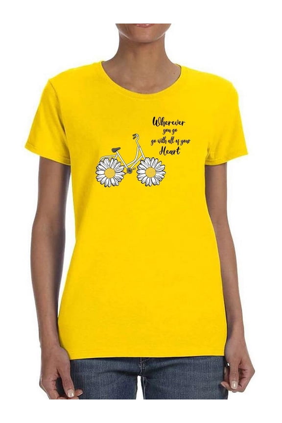 Wherever You Go Daisy Bicycle T-Shirt Women -Image by Shutterstock, Female Small