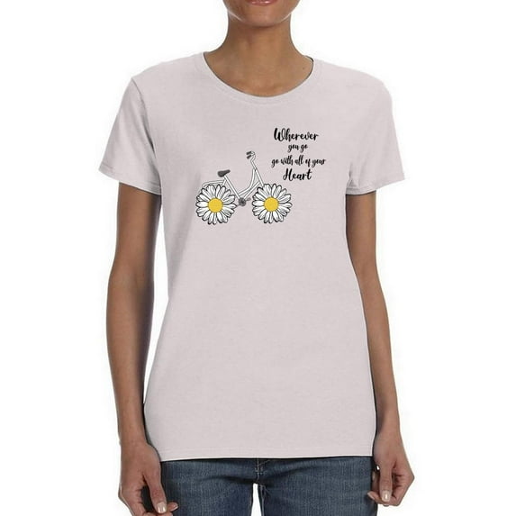Wherever You Go Daisy Bicycle T-Shirt Women -Image by Shutterstock, Female XX-Large