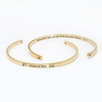 "Wherever you go…" Rose Gold Stainless Steel Graduation Theme Hidden Message Gift for Her Cuff Bracelet with Gift Set