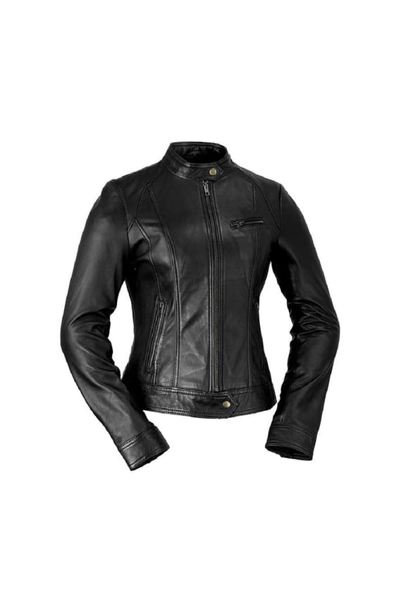 Women's Classic Scooter Style Leather Jacket