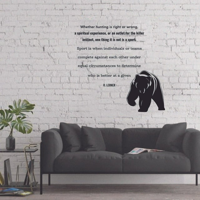 Whether Hunting Is Right Or Wrong Quote Hunting Hunter Huntsman Hunt Forest Animal Quotes Wall Decal Sticker Vinyl Art Mural Girls / Boys Home Room Walls Bedroom House Decor Decoration (40x40 inch)