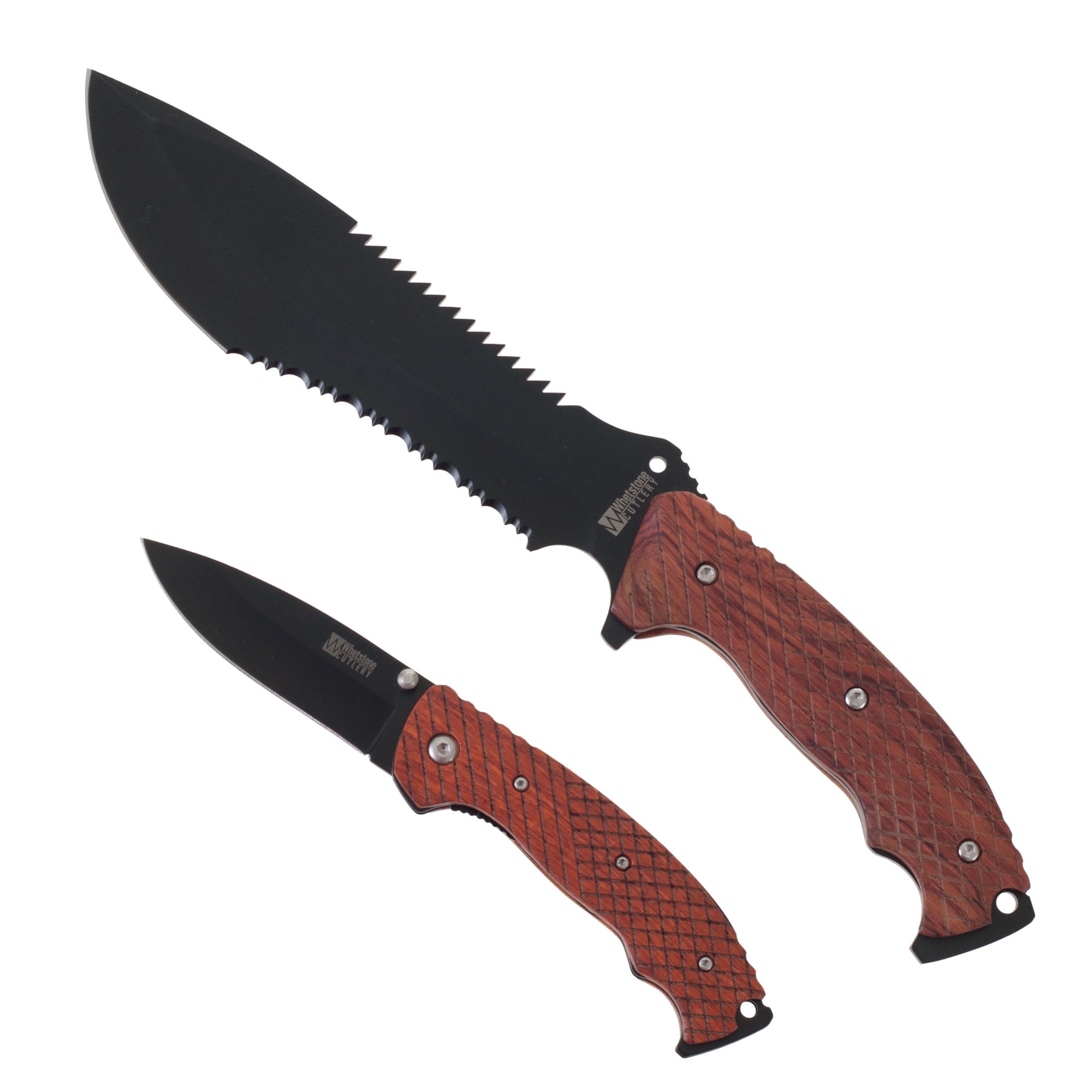 Whetstone Fixed Blade Hunting Knife and Pocketknife Set with Sheath