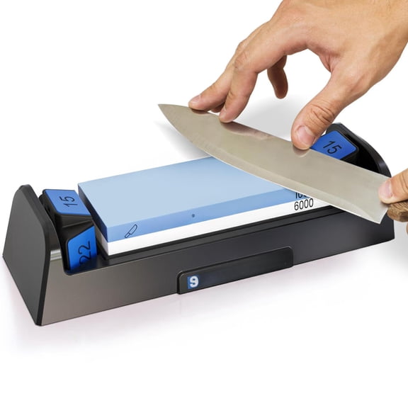 Whetstone Sharpening System 1000/6000 Grit Wet Stone Kit with Built-in Angle Guides