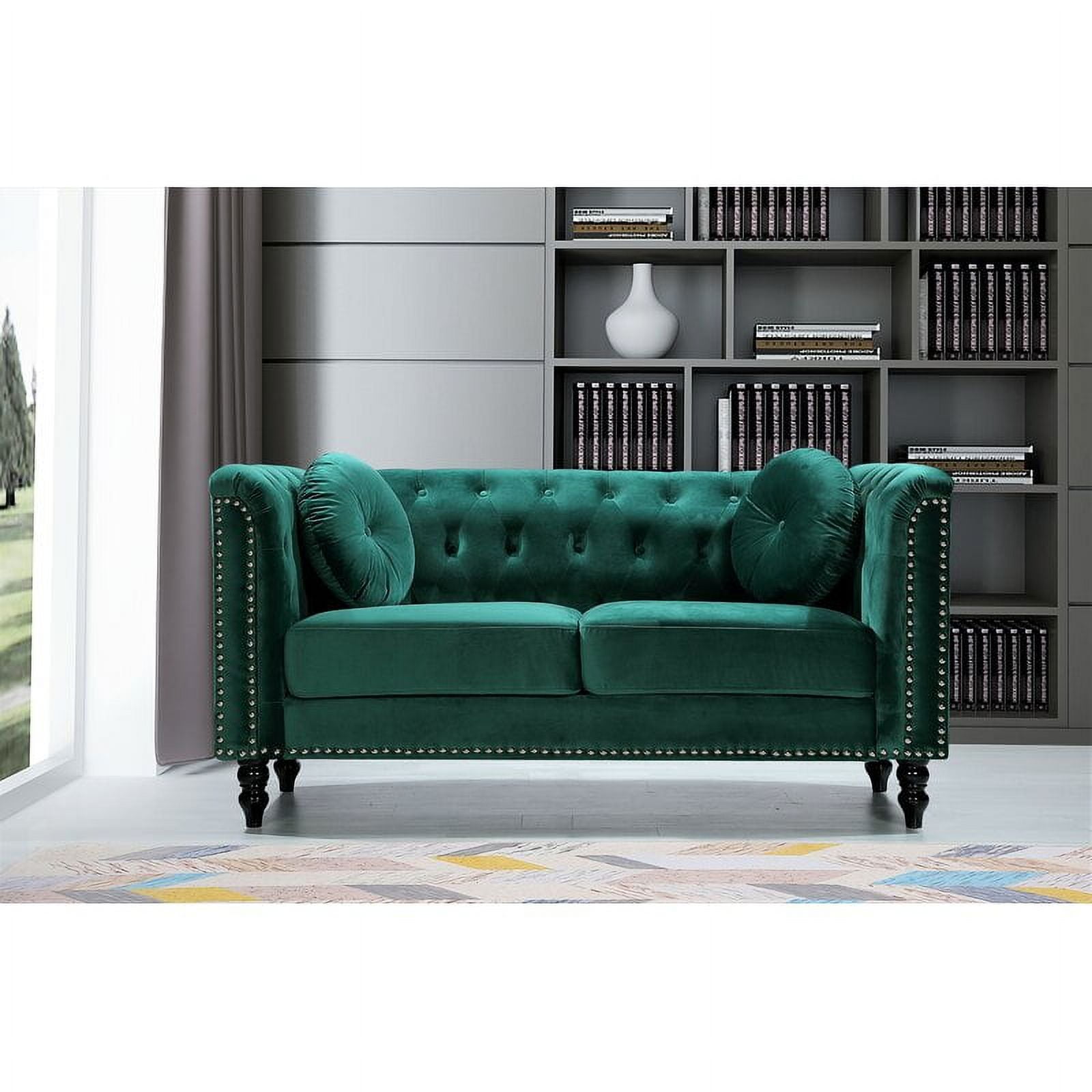 Green chesterfield loveseat outlet