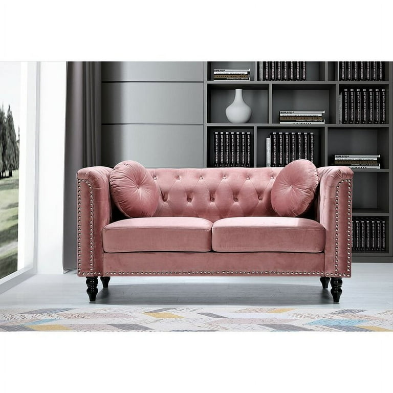 Whetzel Chesterfield 64 Rolled Arms Loveseat Rose