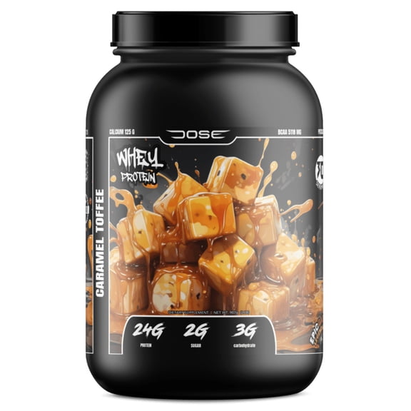 Whey Caramel Toffee Protein Powder - Dose Fuel, High-Quality Whey Isolate, Muscle Growth & Recovery, 2 lb