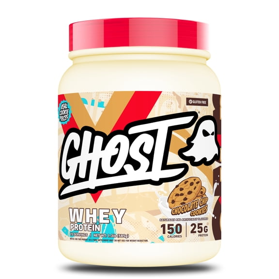 GHOST Whey Protein Powder, 25g Protein, Chocolate Chip Cookie, 1.3lb, 15 Servings