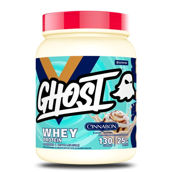 GHOST Whey Protein Powder, 25g Protein, Cinnabon, 1.1 lb, 15 Servings