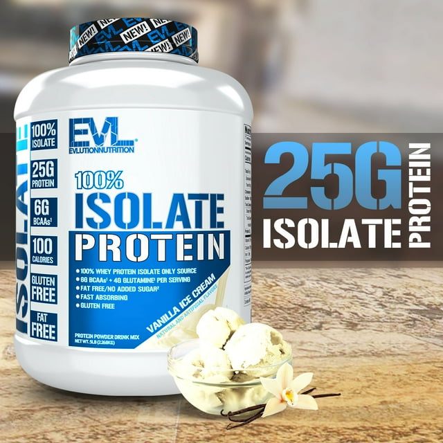 Whey Isolate Protein Powder Vanilla Flavor 25g + 6g BCAA Evlution