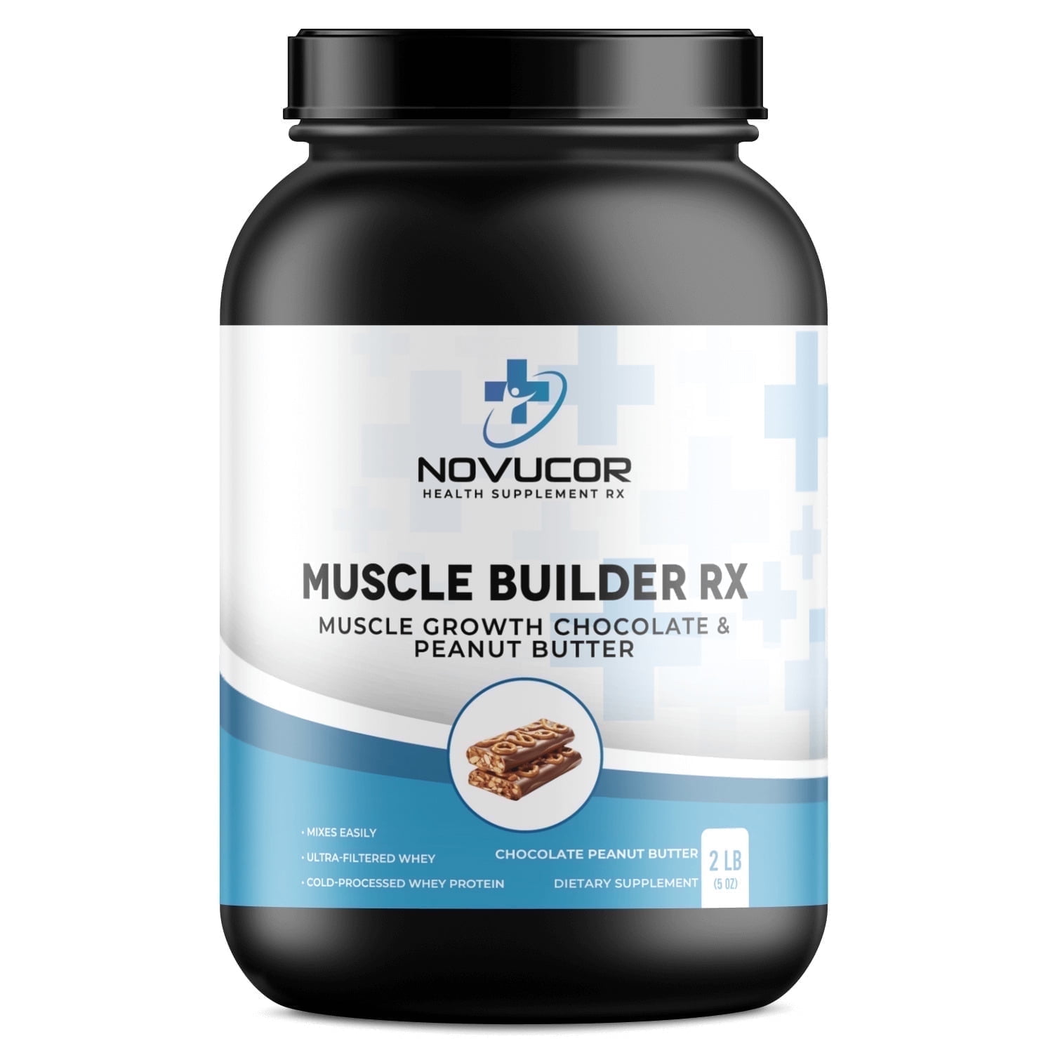 Novucor Health Supplement Rx Whey Protein Blend Choc & Peanut Butter Muscle Builder Series 2 lbs, 26 Servings